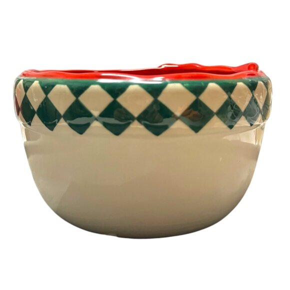 Vintage Palm Tree Co. LTD Ceramic Santa Bowl With Bell & Star Accents - Picture 8 of 9